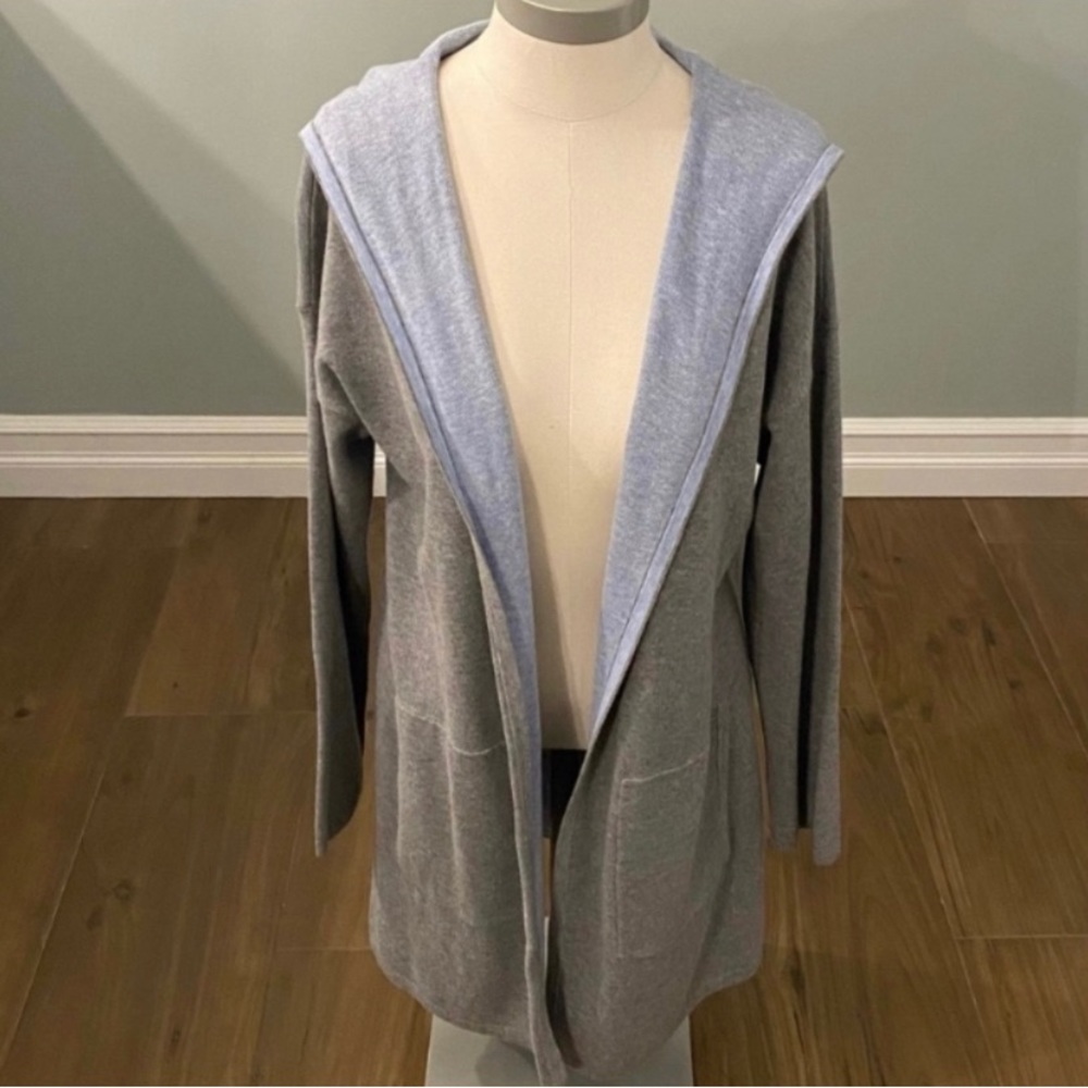 JJILL Pure Jill open cardigan - gray and light blue - size XS